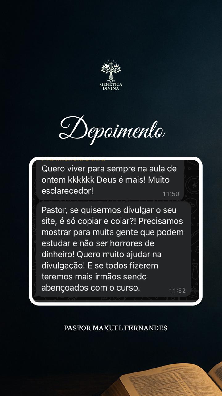 Depoimento de aluno do curso de teologia online Genética Divina