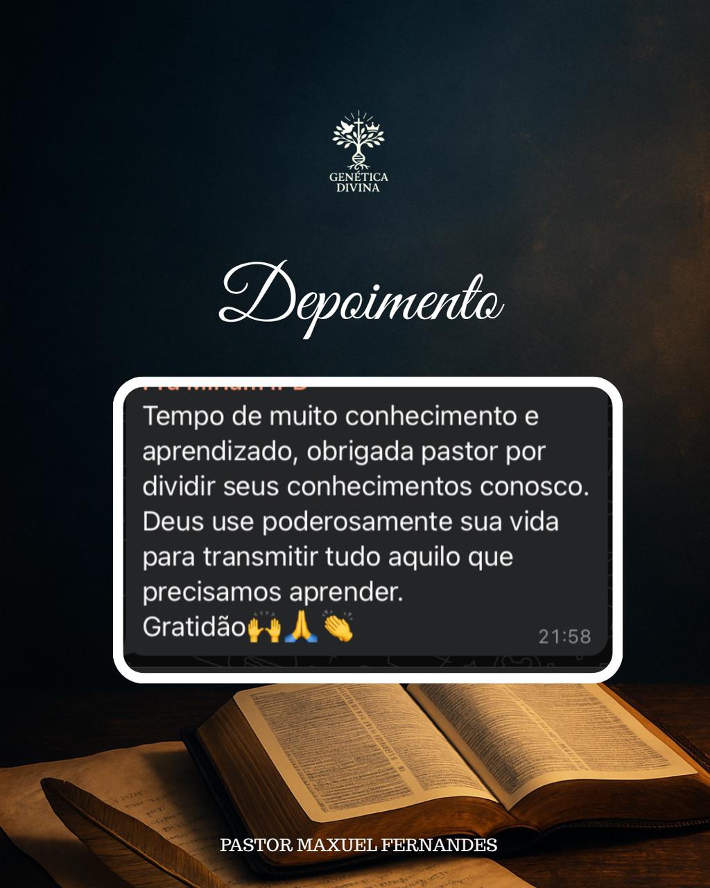 Depoimento de aluno do curso de teologia online Genética Divina