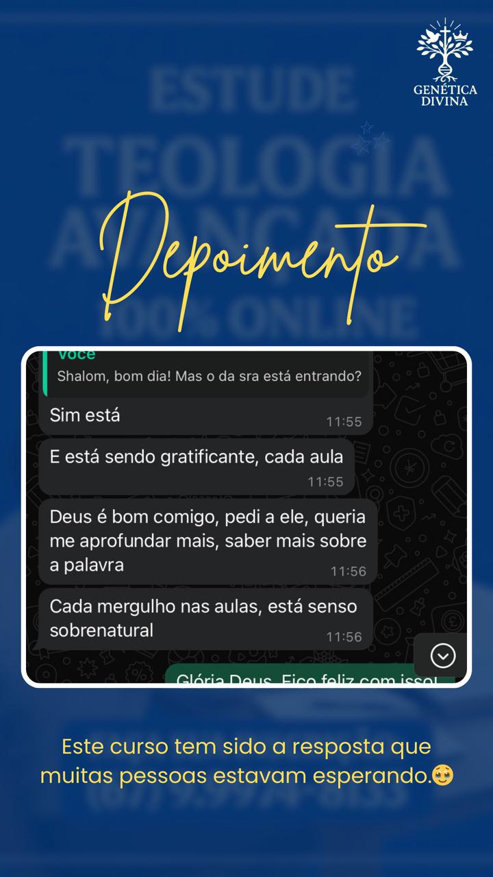 Depoimento de aluno do curso de teologia online Genética Divina